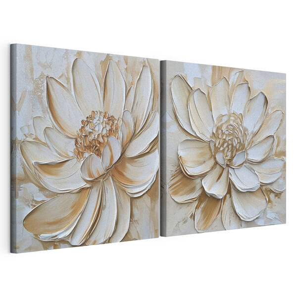 Flori elegante în nuanțe delicate Tablou modular pe pânză Flori elegante în nuanțe delicate