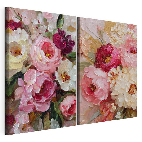 Flori delicate în nuanțe vibrante Tablou modular pe pânză Flori delicate în nuanțe vibrante
