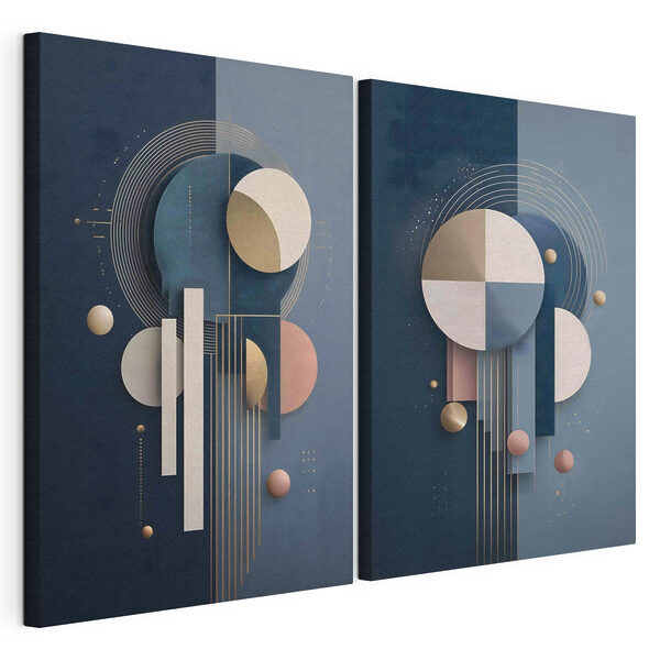 Tablou modular pe pânză Colaj artistic cu cercuri și linii