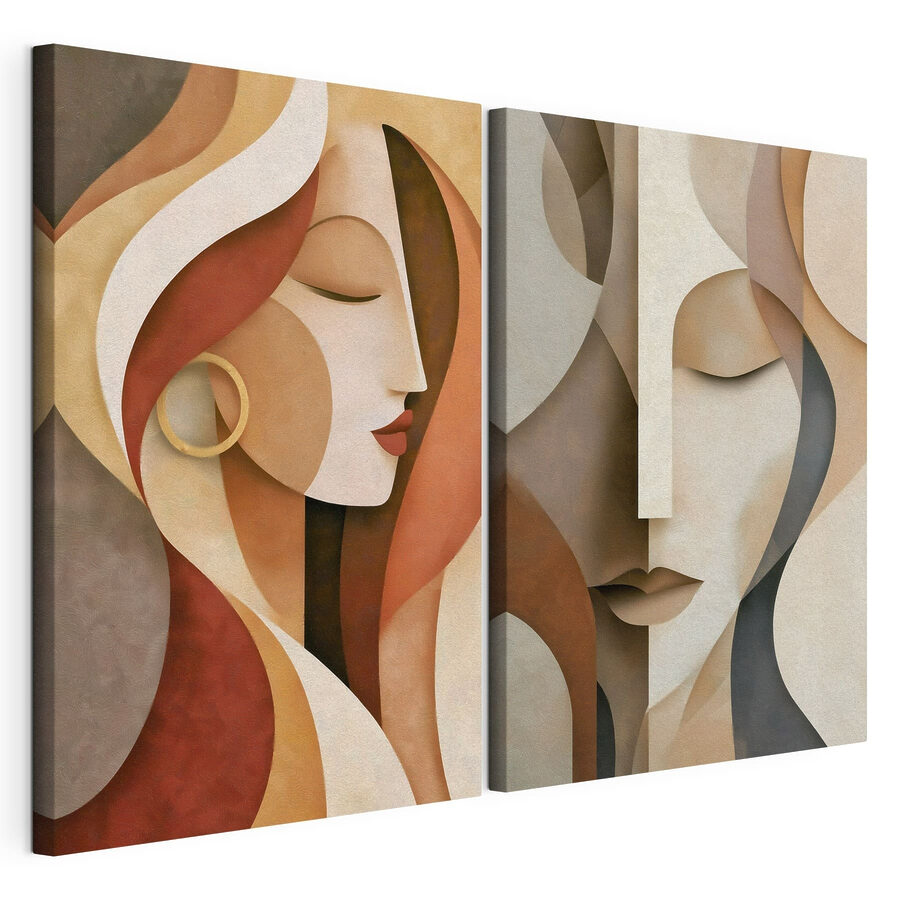 Tablou modular Fețe elegante într-un design abstract (SKU: m30630)