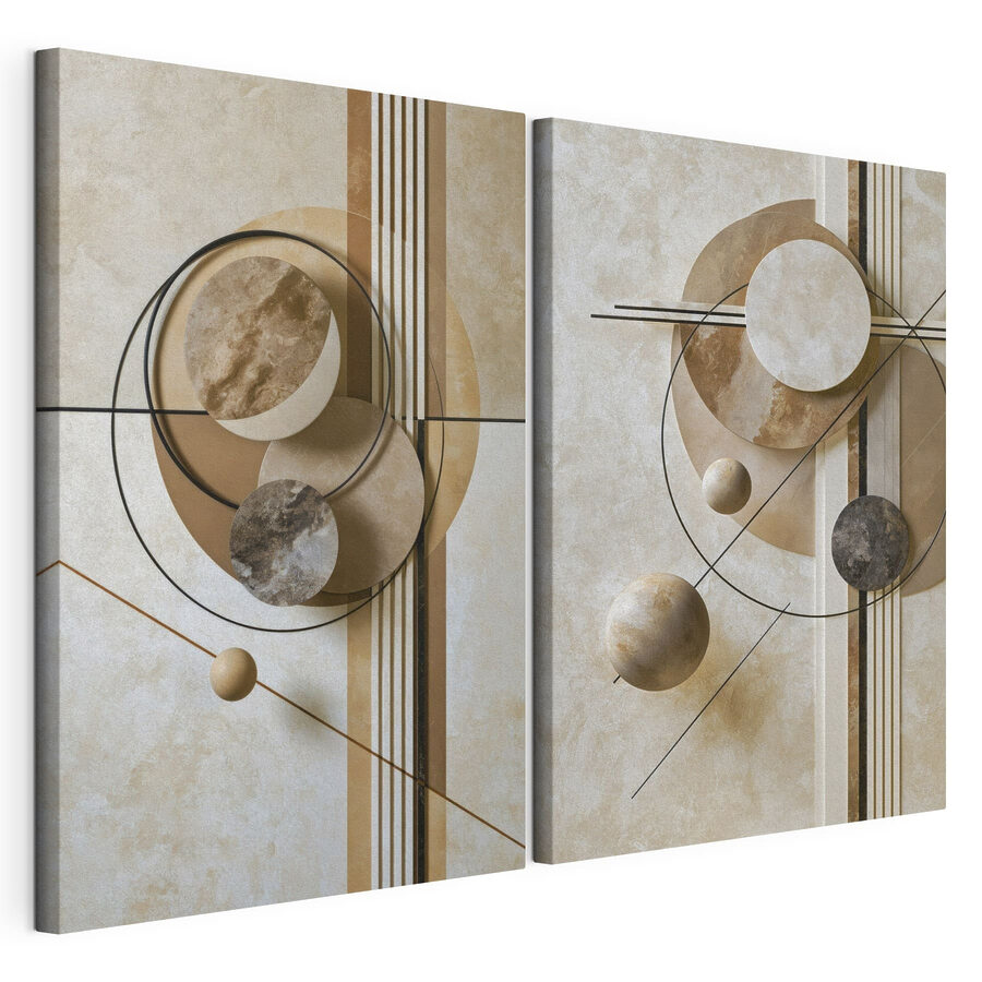 Tablou modular Colaj artistic cu cercuri și linii (SKU: m30546) Tablou modular Colaj artistic cu cercuri și linii (SKU: m30546)