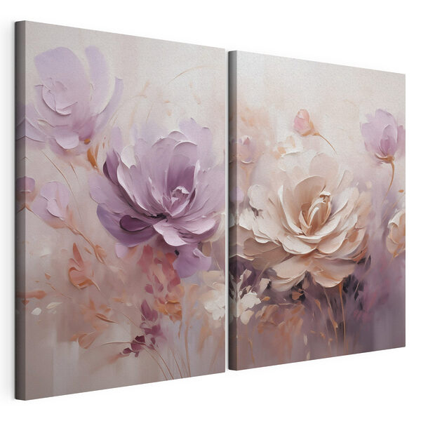 Flori delicate în nuanțe pastelate delicate Tablou modular pe pânză Flori delicate în nuanțe pastelate delicate