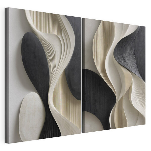 Tablou modular pe pânză Forme sculpturale în culori contrastante