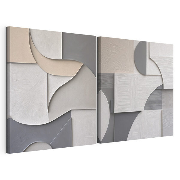 Forme abstracte în culori discrete Tablou modular pe pânză Forme abstracte în culori discrete