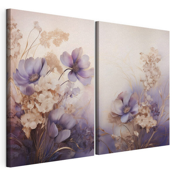 Tablou modular pe pânză Flori delicate în nuanțe delicate