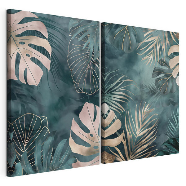 Tablou modular pe pânză Vegetație luxuriantă în nuanțe tropicale