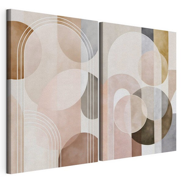 Tablou modular pe pânză Forme abstracte într-o paletă de culori delicate