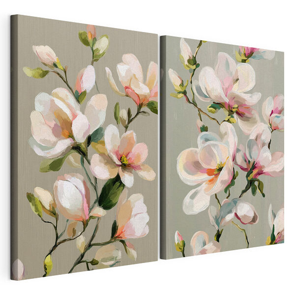 Flori delicate în nuanțe pastelate delicate Tablou modular pe pânză Flori delicate în nuanțe pastelate delicate