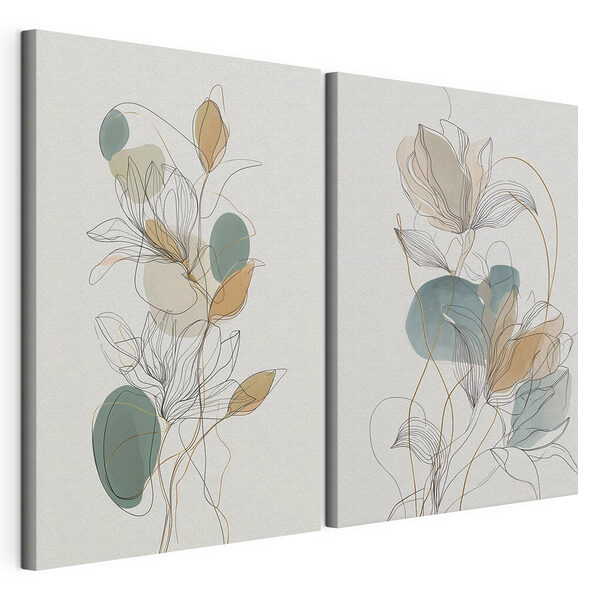 Tablou modular pe pânză Design elegant cu motive florale în stil line art