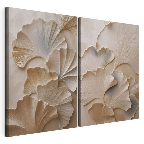 Frunze delicate de ginkgo în nuanțe delicate Tablou modular pe pânză Frunze delicate de ginkgo în nuanțe delicate