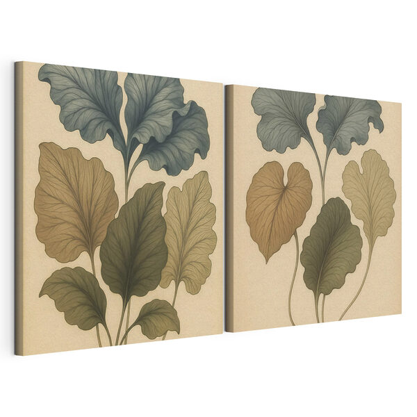 Tablou modular pe pânză Modelele complexe ale frunzelor din natură, expuse