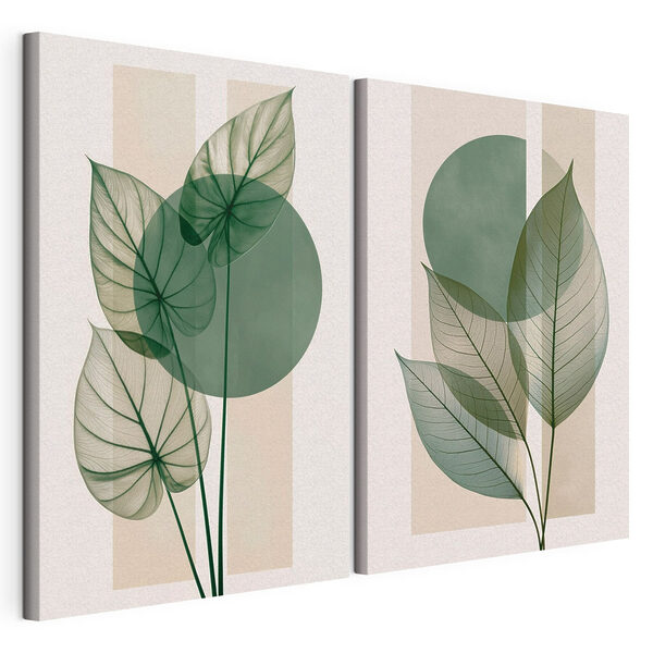 Tablou modular pe pânză Eleganță botanică în nuanțe delicate
