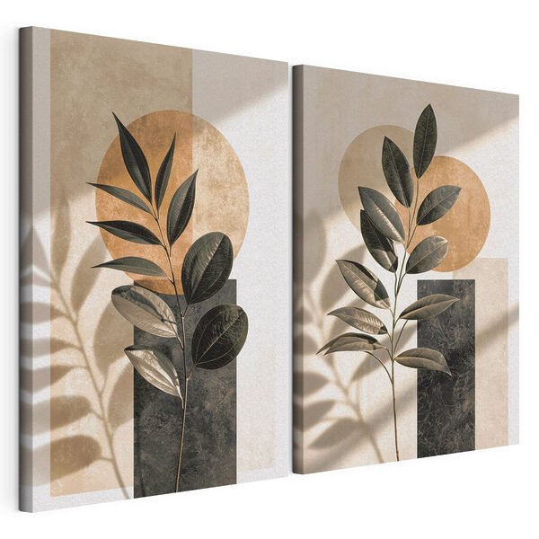 Tablou modular pe pânză Compoziție artistică geometrică inspirată din natură