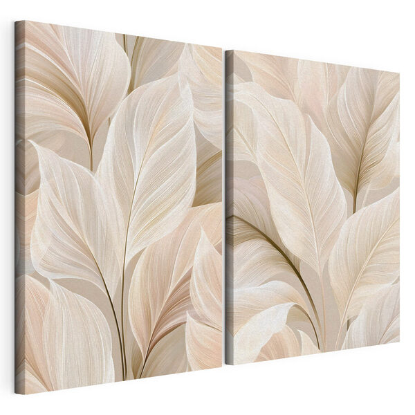 Tablou modular pe pânză Frunze delicate în nuanțe pastelate delicate