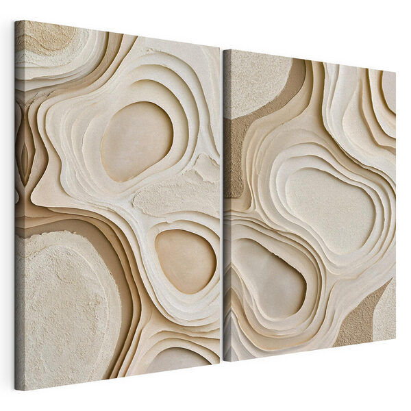 Tablou modular pe pânză Forme organice în nuanțe delicate