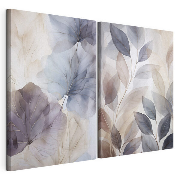 Tablou modular pe pânză Frunze delicate în nuanțe delicate